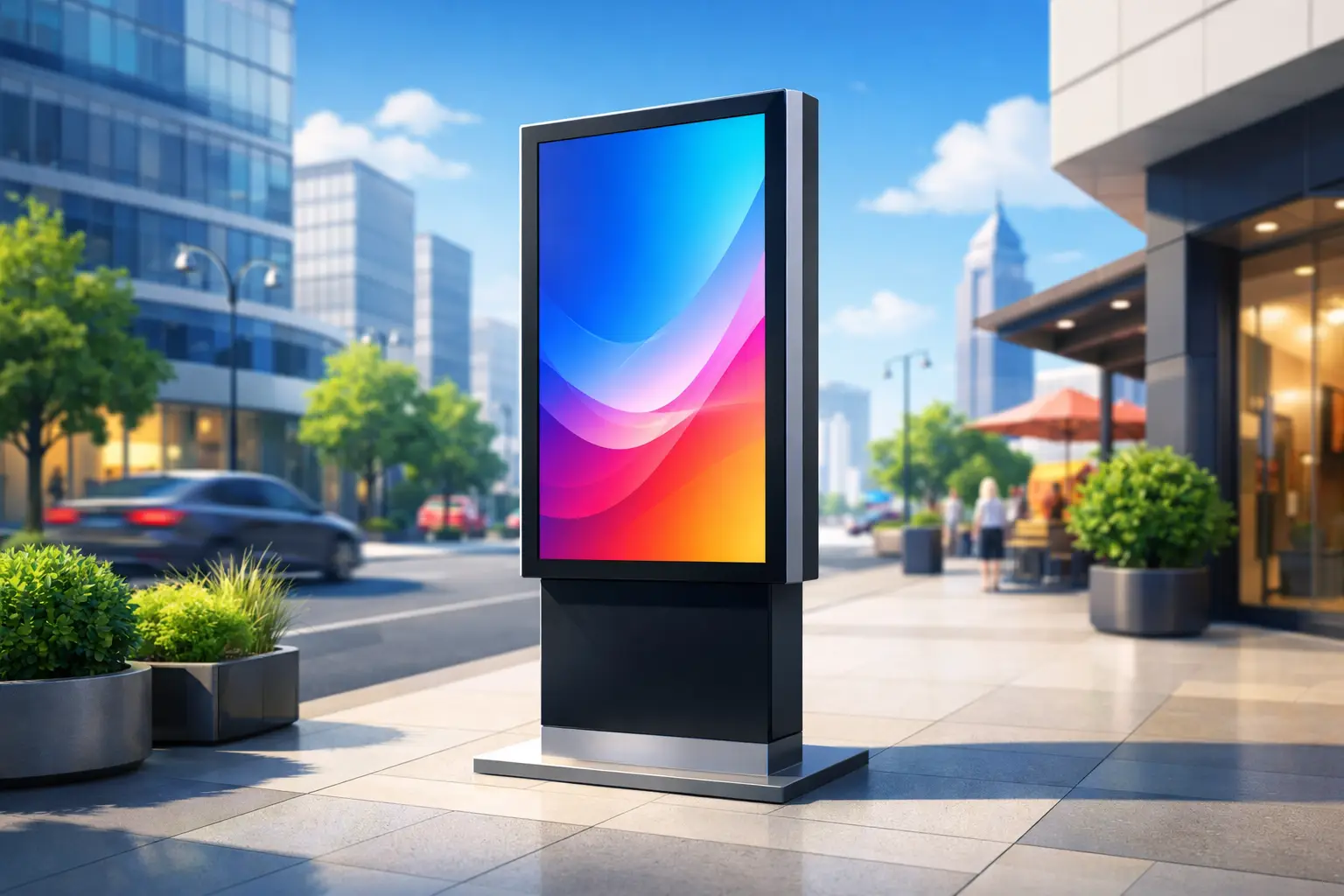 Display-Stele mit Monitor für starke Sichtbarkeit