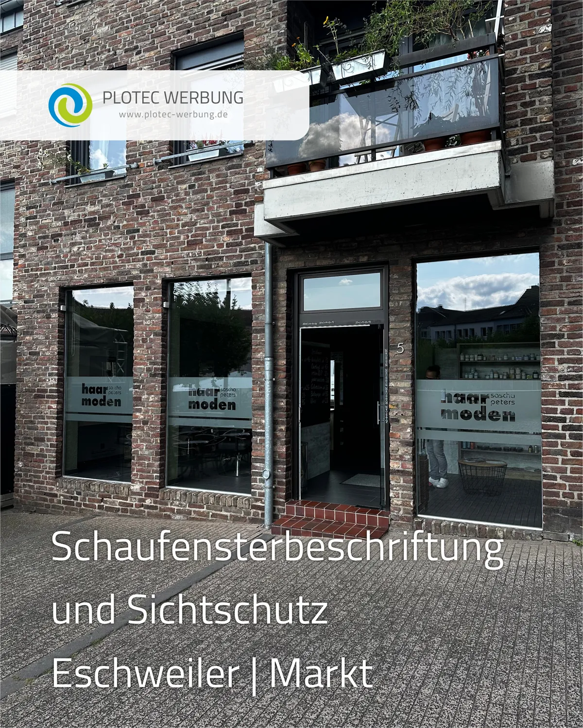 Schaufensterbeschriftung und Sichtschutzfolie für einen Friseursalon