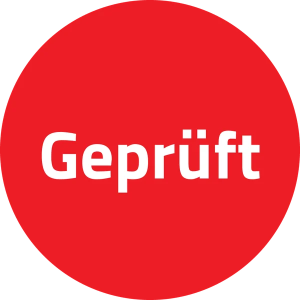 Prüfaufkleber „Geprüft“, Ø 10 mm, Rot