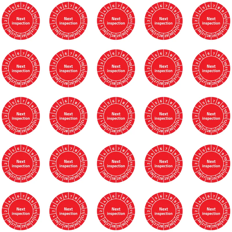 Ganzer Bogen mit 25 Plaketten, Rot, Ø 30 mm