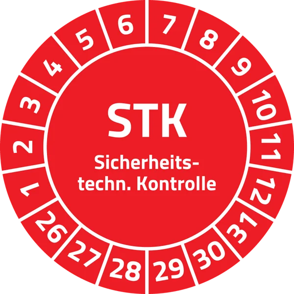 STK-Prüfplakette Medizintechnik, Ø 30 mm, Rot