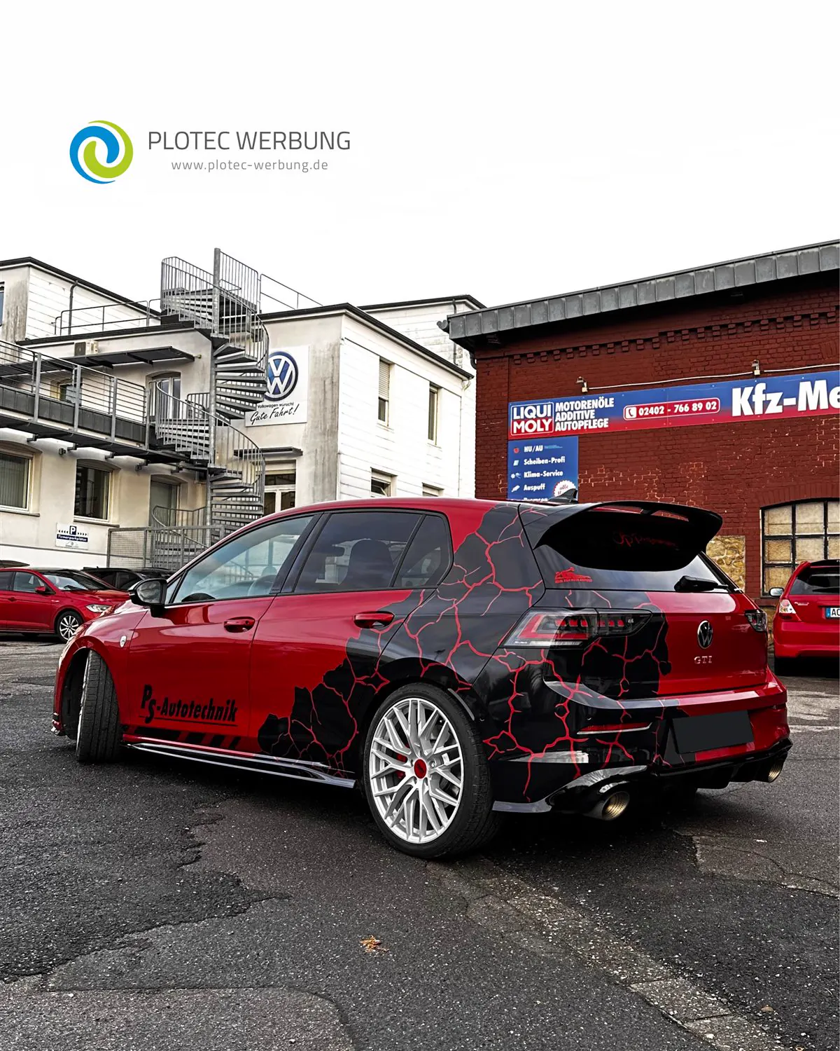 Fahrzeugbeschriftung Golf GTI für PS Autotechnik