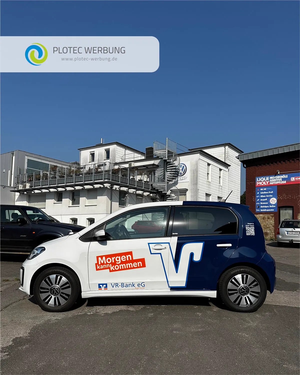 Fahrzeugbeschriftung VW up! für die VR-Bank